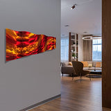 Statements2000 Abstract Red Earth-Toned Hand-Crafted Metal Wall Accent Sculpture - Modern Contemporary Home Office Decor Art Painting - Harvest Moods Wave by Jon Allen - 46" x 10"