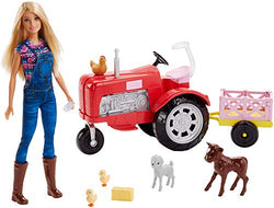Barbie Tractor Playset with Wagon, Animals and Doll