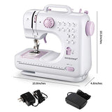 DONYER POWER Electric Sewing Machine Portable Mini with 12 Built-in Stitches, 2 Speeds Double Thread, Embroidery,Foot Pedal