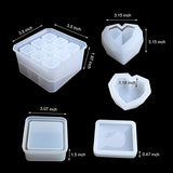 Box Resin Molds LET'S RESIN Jewelry Box Molds with 9-Slot Epoxy Molds, Diamond Heart Molds, Square Silicone Molds for Making Resin Box