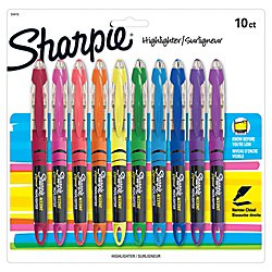 Sharpie(R) Liquid Accent(R) Pen-Style Highlighters, Assorted Colors, Pack Of 10, 24415