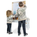 Milliard 2-in-1 Kids Art Table and Art Easel Set with Chairs for Playroom, Toddler Craft and Play Wood Activity Table with Storage Bins and Paper Roll