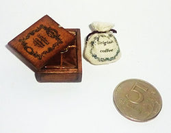 Box of coffee, coffee, coffee bag, wooden box, for food pantry. Dollhouse miniature 1:12