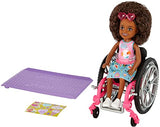 Barbie Chelsea Doll & Wheelchair, with Chelsea Doll (Curly Brunette Hair), in Skirt & Sunglasses, with Ramp & Sticker Sheet, Toy for 3 Year Olds & Up