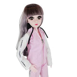 EVA BJD 1/3 SD Doll 22 inch Ball Jointed Dolls with Sportswear Hair Shoes and Makeup Pink Fitness Girl Doll