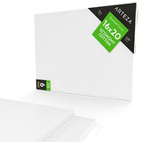 Arteza 16x20” Stretched White Blank Canvas, Bulk Pack of 6, Primed, 100% Cotton for Painting,