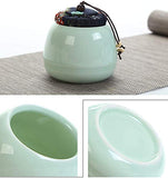 Hoobar Ceramic Kungfu Tea Set Travel Tea Set with Portable Teapot/Teacups/Tea Canister/Tea Tray and Travel Bag,Suitable for Travel/Home/Outdoor and Office (Peak Green)
