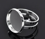 Rockin Beads Silver Plated 16.7mm Bezel Cup Ring Settings Adjustable Us 6.75/Larger