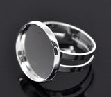 PEPPERLONELY Brand, 20PC Silver Plated 16.7mm Bezel Cup Ring Settings Adjustable Us 6.75 or