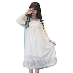 YOMORIO Womens Vintage Lace Pajamas Lolita Lingerie White Gothic Sleepwear