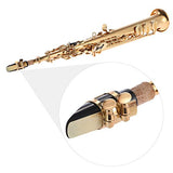 Taruor Brass Straight Soprano Sax Saxophone, Bb B Flat Woodwind Instrument Natural Shell Key Carve Pattern with Carrying Case Gloves Cleaning Cloth Straps Cleaning Rod