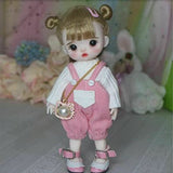 BJD SD 1/8 Doll 6Inch Ball Jointed with Makeup Full Set Clothes Shoes Wig Best Gift for Girls