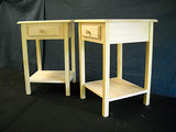 Set of 2 unfinished Beveled edge Pine End Table, Night Stand w/shelf