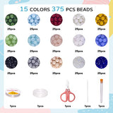 Mchruie Bracelet Making Kit, Crystal Beads for Bracelets Making - 375pc Glass Beads for Jewelry Making Adults 8mm Round Gemstone Beads DIY Bracelet Kit for Beginners