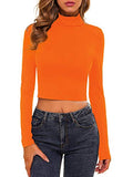 MSBASIC Woman Under Shirts Orange Crop Top Turkey Shirt for Women Orange S