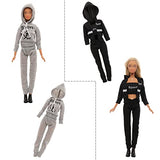 Lot 20 Items Including 5 Set Doll Clothes Tops and Pants with Jacket Outfits 2 Sneakers 10 High Heel Shoes 1 Skateboard 2 Glasses for 11.5 Inch Doll Stylish Set