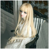 Lllunimon BJD Doll Wig Head Circumference 9.8~11Inch, Soft Synthetic Long Wigs with Full Bangs,Light Gold