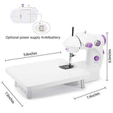 MinRi Mini Sewing Machine with Upgrade Extension Table Adjustable Double Threads and Two Speeds Portable Crafting Mending Machine Sewing Kit for Household, Travel, Kids, Beginners