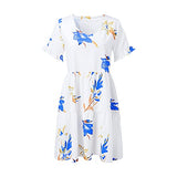 Ulanda-Dresses for Women, Women's Casual Dresses Summer Flowers Bell Sleeve Ruffle Hem Loose Swing Tunic Midi Dress