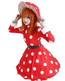 Miccostumes Women's Anime Hero Cosplay Costume Red Mushroom Turtleneck Dress Outfit with Hat (Red, Small)