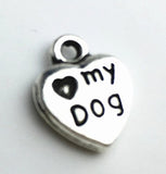 Y&Y Star 50pcs Love Heart 13x10mm DIY Mini "My Dog" with Dog Puppy Paw PrintCharms Pendant for