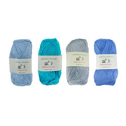 Lace Weight Tencel Yarn - Delightfully Fine - 60% Bamboo 40% Tencel Yarn - 4 Skeins - Shades of Blue Assortment