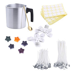 Artmojoy Candle Making Kit Supplies, DIY Candle Craft Tools with 1.2L Candle Make Pouring Pot, 200pcs Candle Wicks, 200pcs Wick Stickers, 5pcs Candle Wick Holders, 5pcs Dyes and 1 Stirring Tool