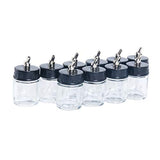 YaeKoo 10pcs 22cc Transparent Glass Airbrush Bottles& Lid W/Metal Connector