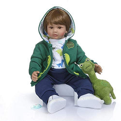 Angelbaby Doll 24 inch Boy Dolls Reborn Toddler Dolls Realistic Looking Soft Silicone Weighted Soft Cloth Body Newborn Baby with Dinosaur Clothes
