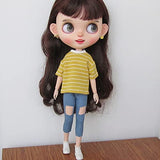 Cukelove Blythe Doll Clothes, Dress Skirt Shirt Pants T-Shirt Clothing for Blythe Doll Replacement for 30cm 1/6 Bjd Dolls 12 inch Azone ICY Licca Doll (Yellow Shirt + Jeans)