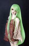 1/4 7-8" 18-20cm Bjd Doll Hair Wig Long Straight Layer Roll Inside Tips Sweet Green Styled