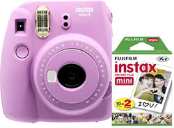 Fujifilm Instax Mini 9 Instant Camera (Smokey Purple) with Film Twin Pack Bundle (2 Items)