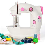 Mini Portable Sewing Machines Handheld Electric Sewing Machines With 60 Piece Sewing Thread Kit Adjustable 2-Speed Sewing Machine for Kids Beginner and Home, Easy to Use, Pink