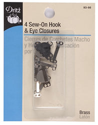 Dritz Sew-On Hook & Eye Closures - Black & Nickel-4 Ct.