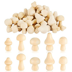 Juexica 42 Pack Mini Various Sizes Mushroom Unfinished Wooden Mushroom Natural Wooden Mushrooms Paintable Mushroom Decorations Wooden Mushroom for Crafts Arts Projects DIY Paint Hanging Ornaments