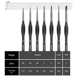 Nicpro Miniature Detail Paint Brush Set, 7 Black Micro Professional Small Fine Painting Brushes for Watercolor Oil Acrylic,Craft Scale Models Rock Painting & Paint by Number for Adult with Holder Bag