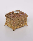 Classic Gold Filigree Floral Rectangular Shaped Musical Jewelry Box playing Unchained Melody