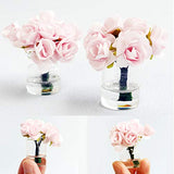 Blackzone Dolls House Toy Decoration Rose Flower Glass Vase Set Miniature Dollhouse Model Home Desktop Ornament B