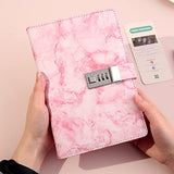Marble Diary with Lock for Girls and Women, Waterproof Journal with Lock 192 Pages Secret Girls Locked Diary with Pen, Password Locked Journals for Teen Girls, A5 Pink