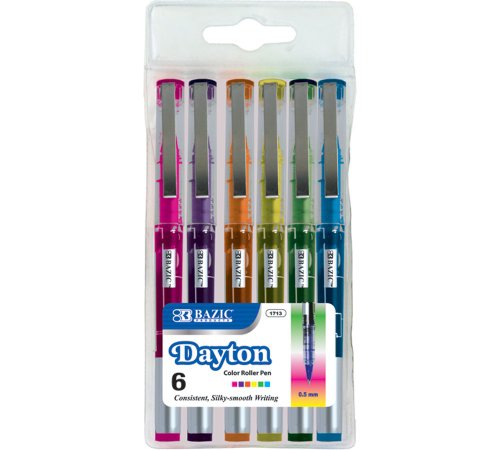 BAZIC 6 Color Dayton Rollerball Pen with Metal Clip