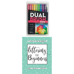 Tombow Dual Brush Pen Art Markers, Bright, 10-Pack Plus Lettering for Beginners: A Creative