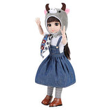 LoveinDIY 14.2 Inch BJD American Doll with Cloth Dress Up Girl Figure for DIY Customizing - Cattle