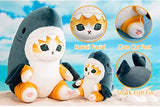 LKMYHY 7'' Cute Shark Cat Plush Toy, Fried Shrimp Kitten Stuffed Animal Doll, Soft Birthday & Christmas Gifts for Kids