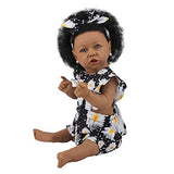 Reborn Baby Black Dolls African American Lifelike Silicone Doll Realistic 22.8 Inch with Cloth Body Birthday Gift Set