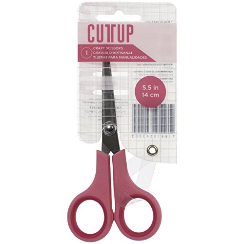American Crafts Cutup 5.5" Crafting Scissors - Straight Cutting Blades, Extra-Fine Tip - Pink