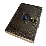 Embossed Leather Blue Stone 120 Page Unlined Journal with Clasp