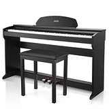 Moukey MDP-350 88-Key Semi Weighted Piano Action Digital Beginner Keyboard with Furniture Stand & Piano Stool, Triple Pedals, Power Supply, Black