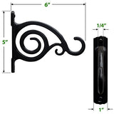 Gray Bunny GB-6836 Fancy Curved Hook, Black, for Bird Feeders, Planters, Lanterns, Wind Chimes, As Wall Brackets and More