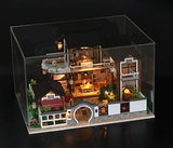 Cool Beans Boutique Miniature DIY Dollhouse Kit Wooden Asian Traditional Mansion - with Dust Cover - Architecture Model Kit (English Manual)