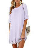 YOINS Womens Summer Crew Neck Mini Dresses Half Sleeves Sundresses Causal Tunic Dress